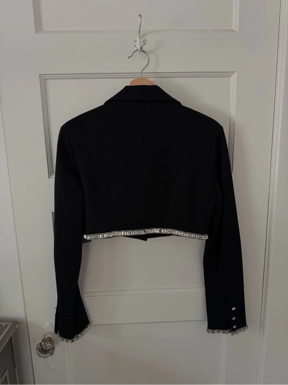 Cropped Black Embellished Blazer